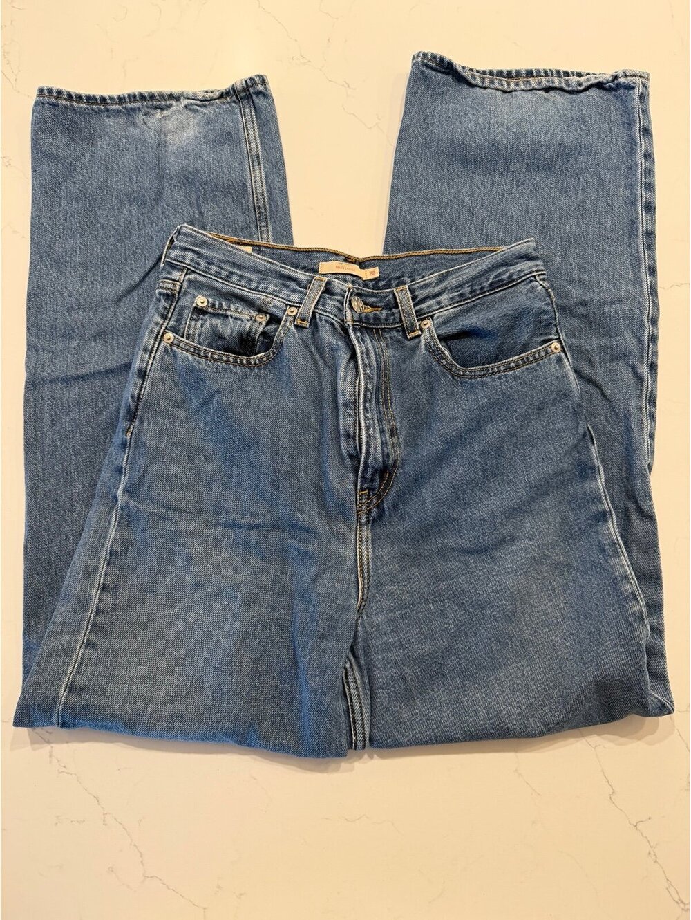 Levis Premium High Loose Wide Leg Jeans Medium Wash Womens Size 28x31